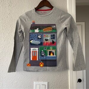 Mini Boden Gray Haunted House Long Sleeve Tee 8y 9y